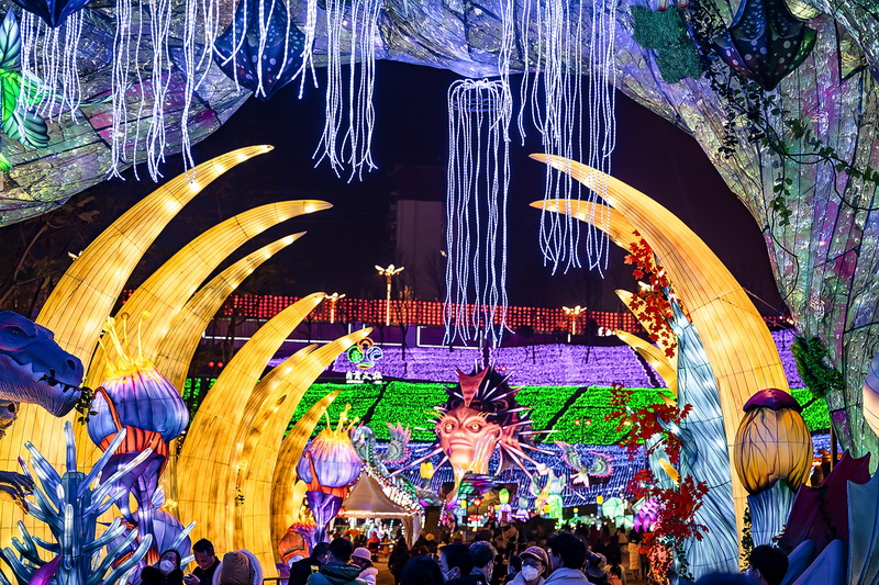 图集 | 第二十九届自贡国际恐龙灯会已准备就绪 将于1月17日璀璨开幕_fororder_9第29届自贡国际恐龙灯会现场（摄影-廖志全）