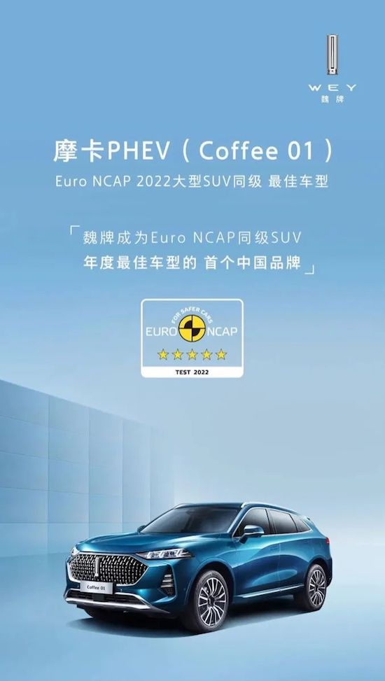 中国品牌首次 魏牌摩卡PHEV(Coffee 01)、欧拉好猫荣膺Euro NCAP 2022年度同级最佳车型_fororder_image003