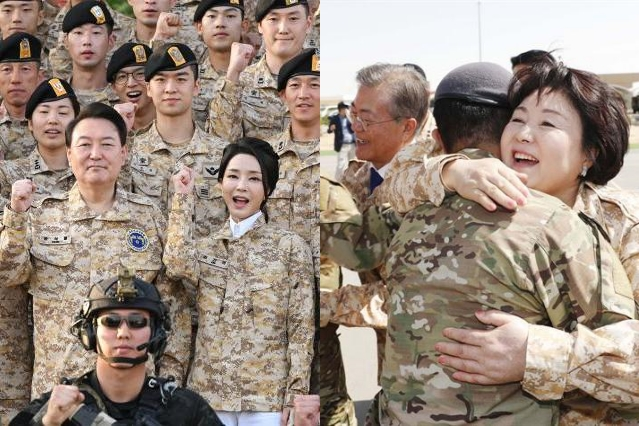 “搶總統風頭”？韓國第一夫人在阿聯酋穿軍裝亮相引批評