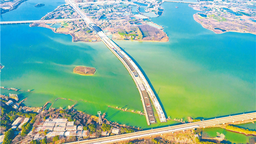 鄂州葛店跨湖景觀橋雛形已現