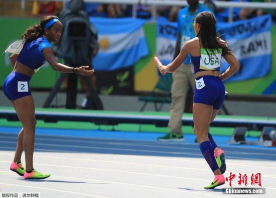 女子4X100米美国队单独重赛第1晋级 中国队出局