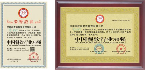 餐饮业新秀桃花洛连获殊荣，被评为“中国餐饮行业30强”