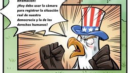 【Caricatura editorial】Tira cómica|La democracia americana bajo una falsa máscara (1)