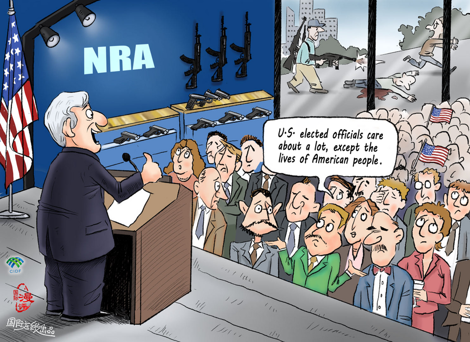 【Editorial Cartoon】U.S. elected officials care about a lot except the lives of American people_fororder_NRA(y)