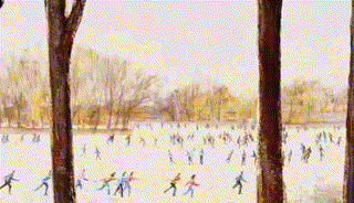 情态生动 欢腾质朴——《艺术里的奥林匹克》带您赏析《什刹海冬天》里热闹的冬日冰趣