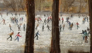 情态生动 欢腾质朴——《艺术里的奥林匹克》带您赏析《什刹海冬天》里热闹的冬日冰趣