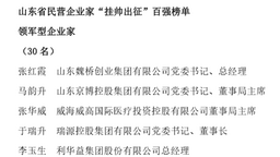 山東省民營企業家“挂帥出征”百強榜單公佈