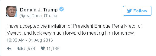 特朗普發表移民政策演説前突然宣佈與墨西哥總統會面