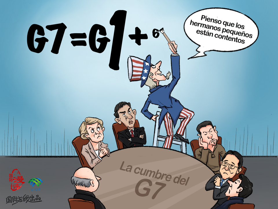 【Caricatura editorial】“Pienso que los hermanos pequeños están contentos”_fororder_西【国际漫评】“我觉得小弟们都很开心”