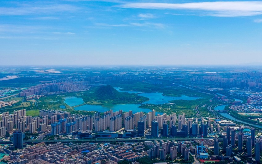 济南：航拍小清河与湿地公园夏季风光