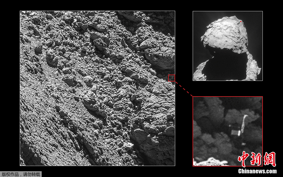 罗塞塔号找到失踪登陆器菲莱 被卡在彗星裂缝中