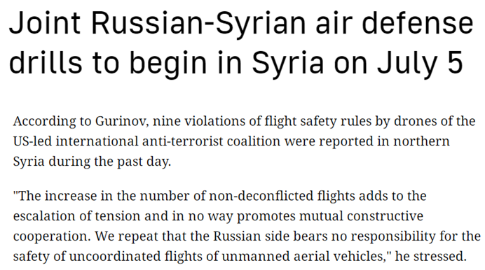 俄叙举行联合演习 防范空中挑衅