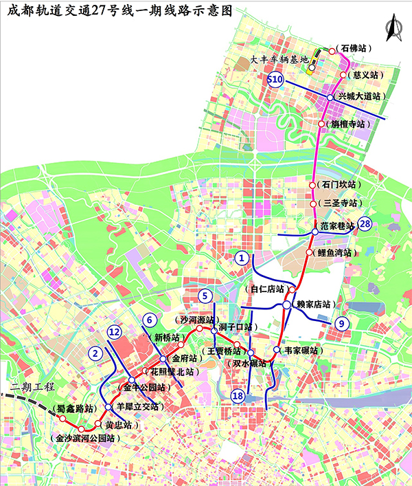 成都轨道交通27号线一期工程全线顺利贯通_fororder_成都轨道交通27号线一期线路示意图