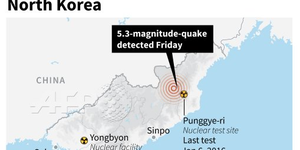 美国地质勘探局测得朝鲜9日发生5.3级地震