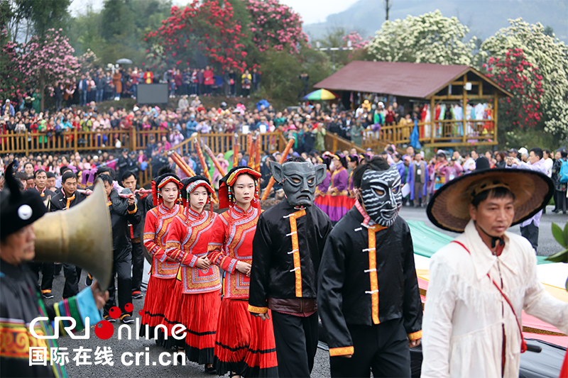 (已過審/焦點圖)貴州百里杜鵑舉行神秘的彝族“祭花神”儀式