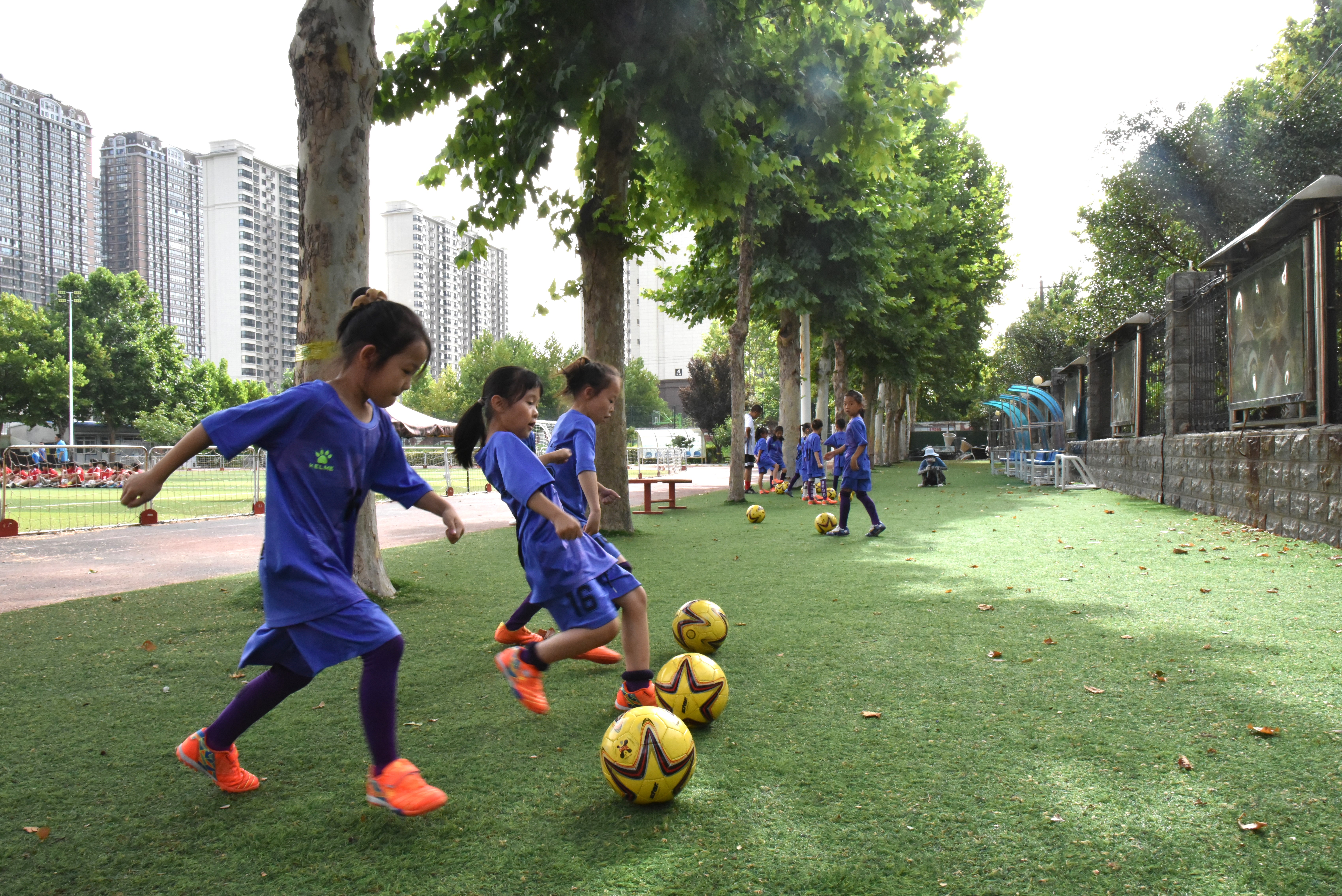 绿茵传递梦想 拼搏舞动青春_fororder_学生们进行足球训练3.JPG