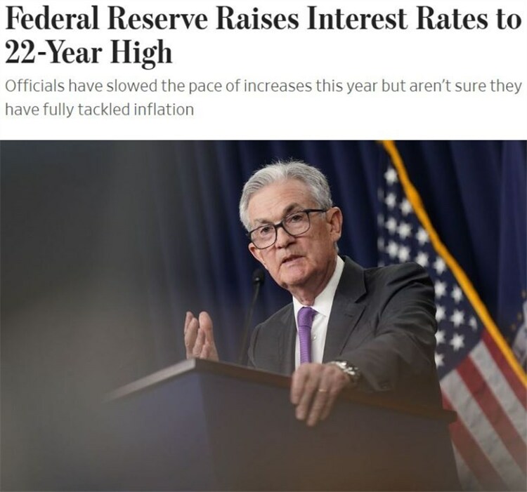 达22年来最高水平！美联储再次宣布加息