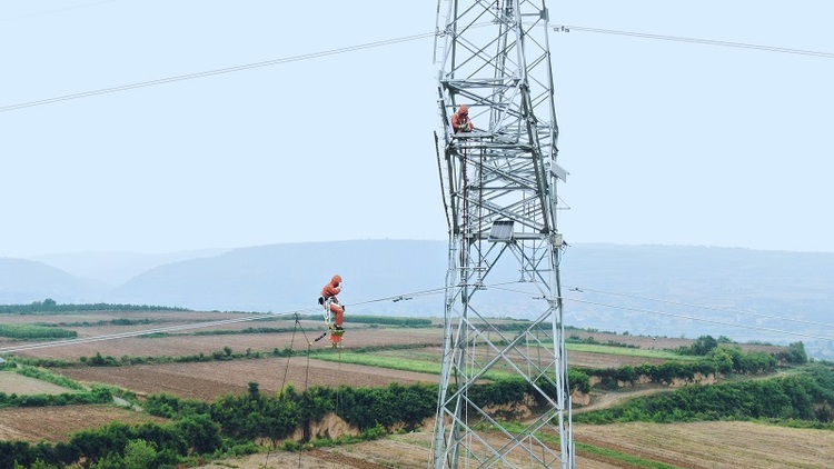 陜西舉辦架空輸電線路帶電作業技能競賽_fororder_參賽選手等電位更換合成絕緣子