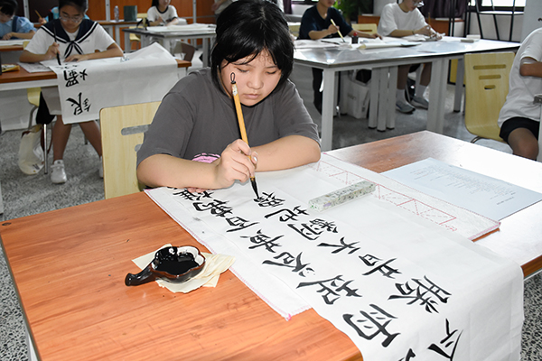 文化传承 强国有我 自贡市积极备战全省第二届青少年书画传习大会_fororder_4学生认真练习书写（摄影-赵丽）