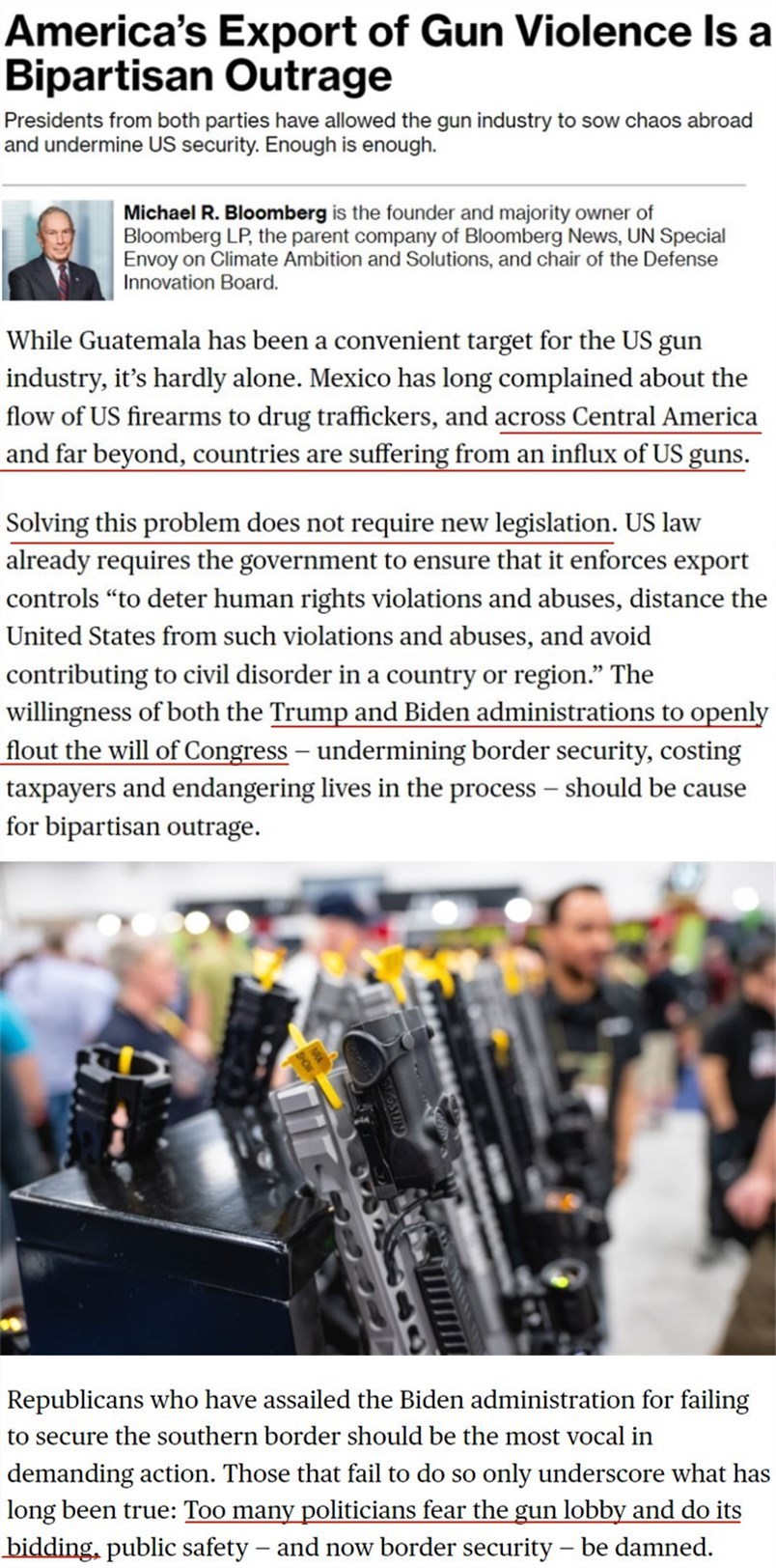 枪支出口：“美国两党共同的暴行”