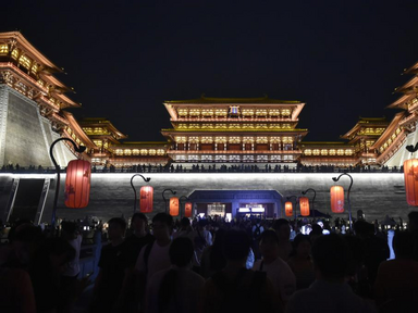 Night view of Yingtianmen site museum in Luoyang