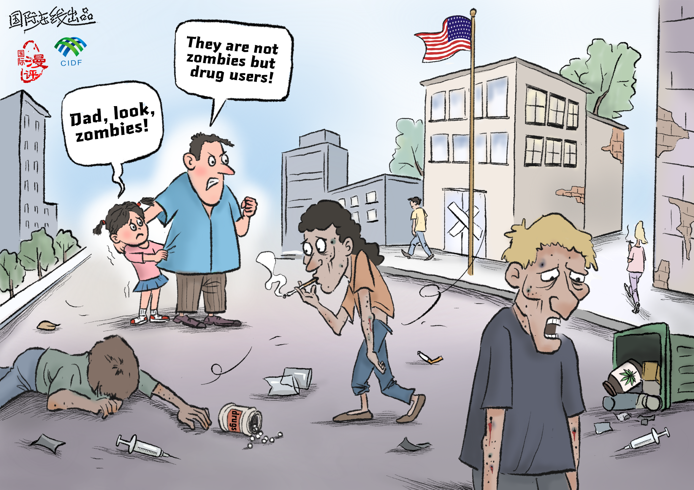 editorial cartooning about drug addiction