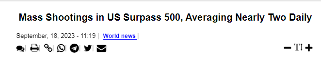【世界说】美国枪支暴力再添可悲纪录：2023年大规模枪击已超500起 连续第三年在10月前达到这一数字