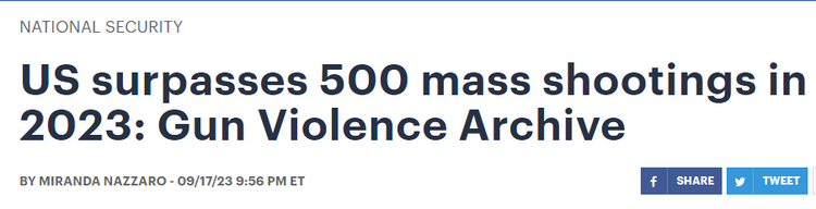 【世界说】美国枪支暴力再添可悲纪录：2023年大规模枪击已超500起 连续第三年在10月前达到这一数字