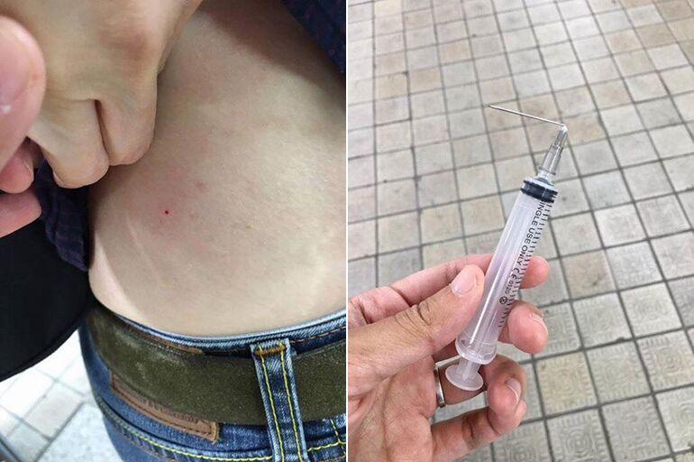 泰国游客游首尔 被陌生韩国老妇在背后用注射器刺进身体