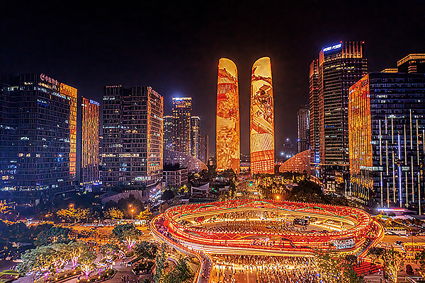 “邊賞燈邊玩夜” 成都這份最美夜景打卡攻略請收藏_fororder_雙子塔夜景-供圖-成都市城管委
