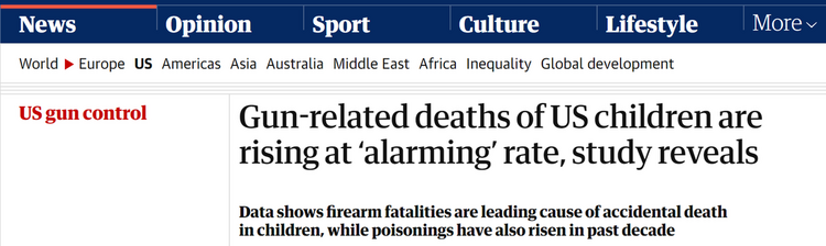 【世界说】美国过去十年儿童涉枪死亡激增87%！2023年已有数千未成年人沦为枪支暴力受害者