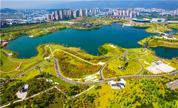 重庆垫江：公园树木披“彩妆” 休闲步道美如画