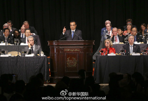李克强总理出席纽约经济俱乐部举行的欢迎宴会并致辞