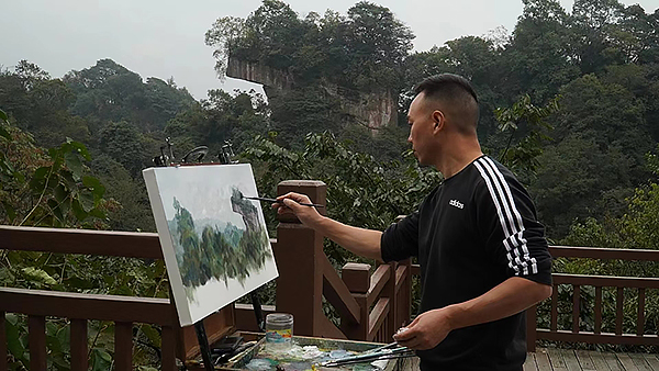 （最大 附链接）全国百名画家画天台活动在成都邛崃市正式启动_fororder_画家写生现场-摄影-刘忠