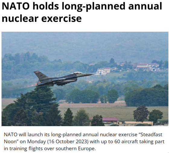 北约将举行核威慑演习 专家认为“秀肌肉”意图明显