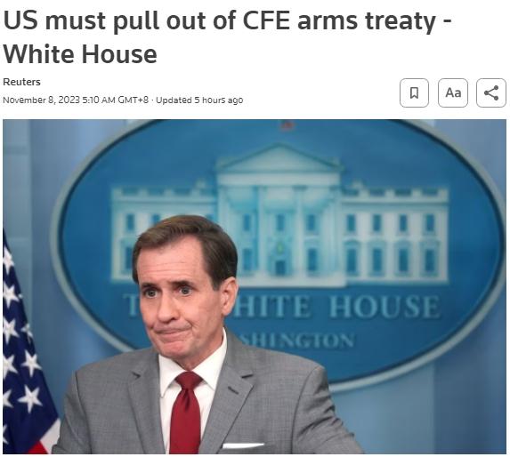 美国和北约宣布将暂停参与《欧洲常规武装力量条约》