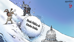 【Caricatura editorial】Bola de nieve de deuda