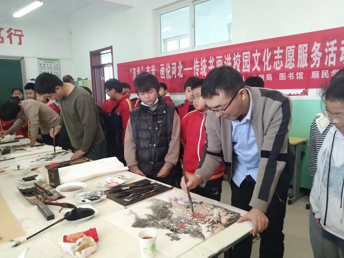 保定市满城区开展“双争”有我 文化名家进校园活动_fororder_书画名家现场绘画作品 摄影 杨东升