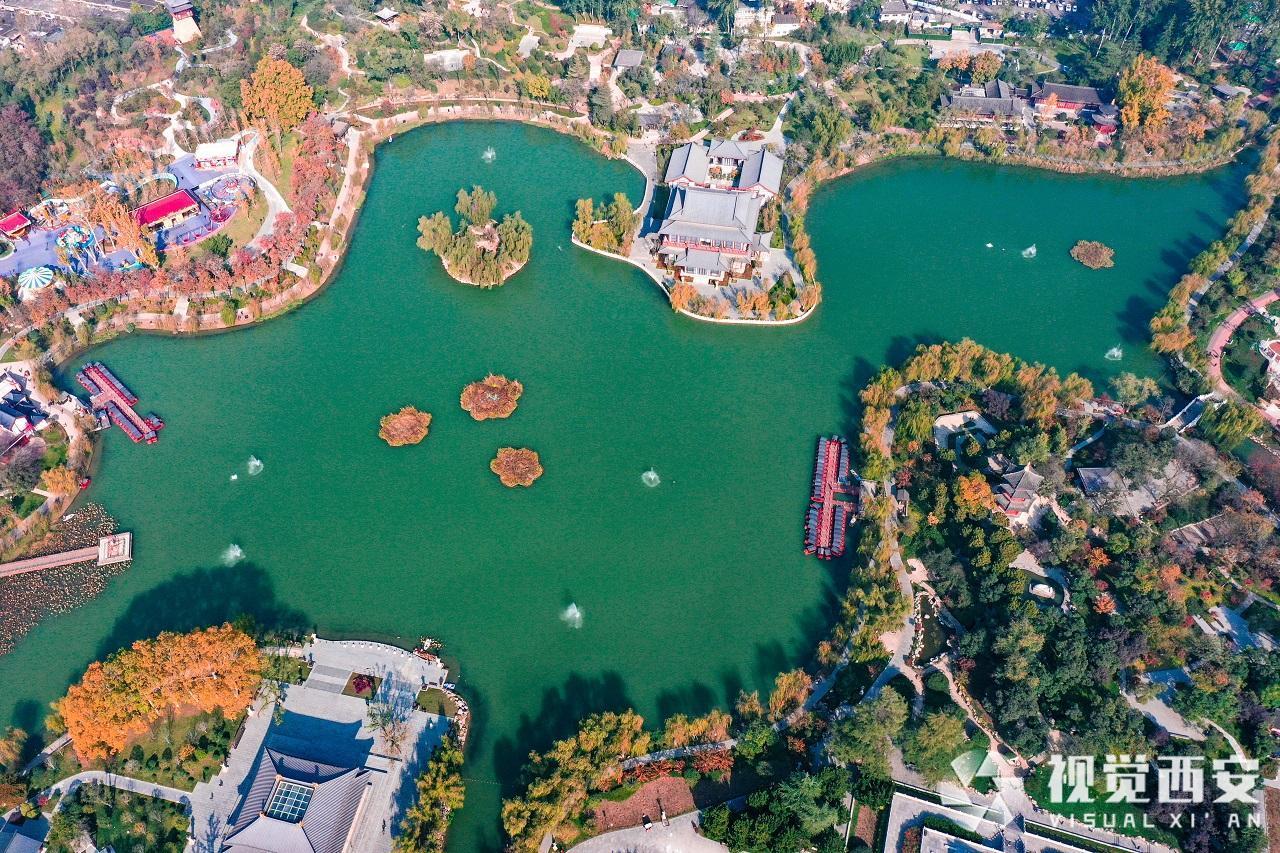 初冬兴庆宫公园宛如缤纷画卷