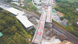 國內最大縱坡雙幅轉體橋梁成功轉體
