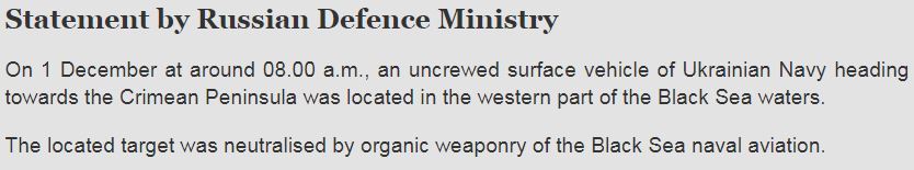 俄黑海舰队战机“猎杀”乌军无人艇