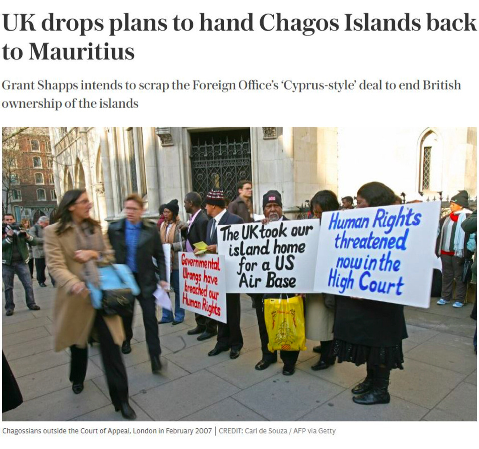 “英国必须结束对查戈斯群岛的非法占领”