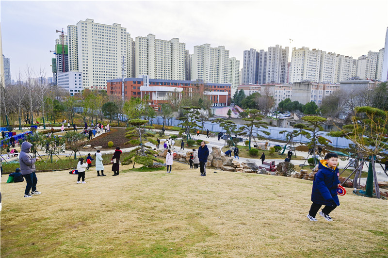 南阳申伯公园：市民尽享西周文化_fororder_市民在申伯公园内游玩+摄影+张峰