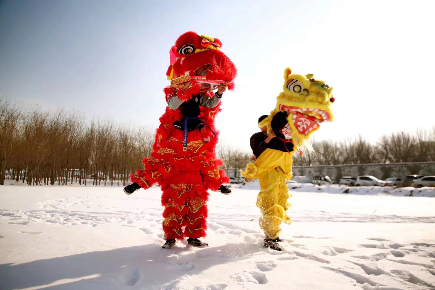 保定市满城区开展“双争”有我 非遗进校园活动_fororder_郭村中学“飞跃”舞狮队进行展演 摄影 彭耀霄