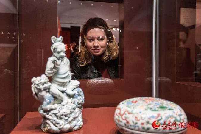 《大明王朝:文人时代的光辉》展览亮相莫斯科克里姆林宫博物馆(人民网记者 屈海齐 摄)