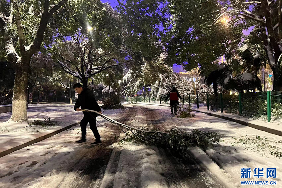 武汉园林开启24小时作业模式迎战冰雪