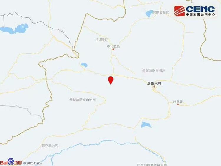 新疆塔城地区乌苏市附近发生4.3级左右地震