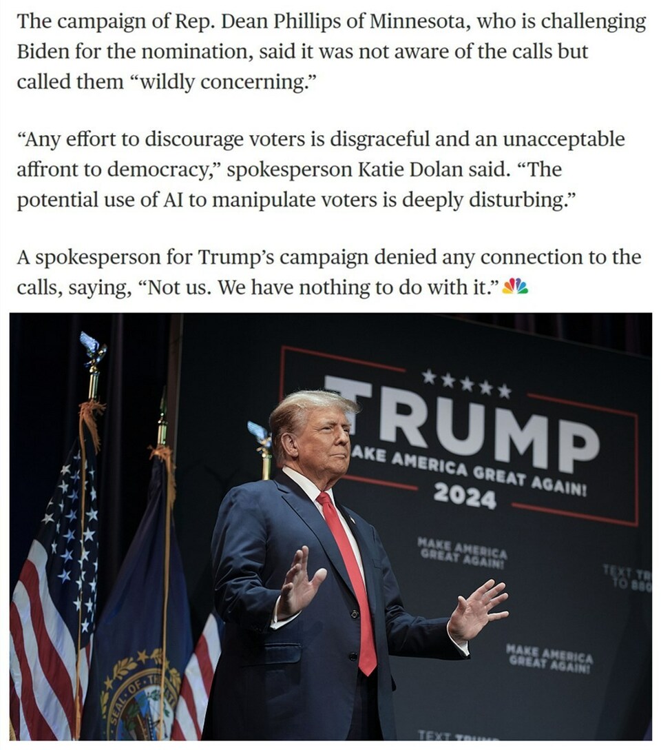 “假拜登”忽悠选民不要投票 “AI深度造假”成美国政治隐