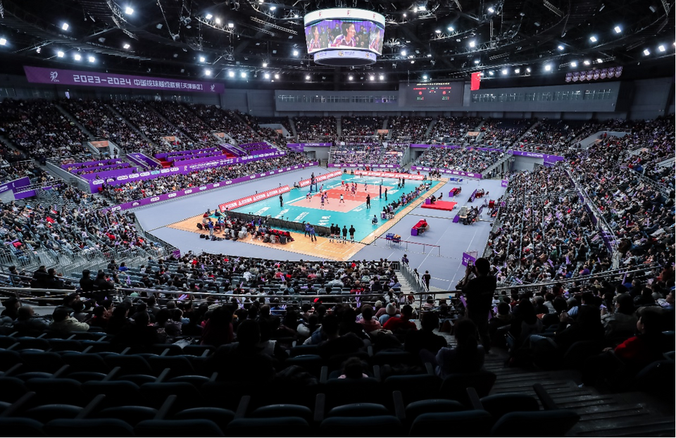 中国女排超级联赛决赛次回合 天津渤海银行女排完胜上海队_fororder_2