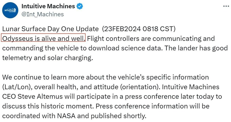 50多年后重返月球 美国着陆器“崴了一脚”